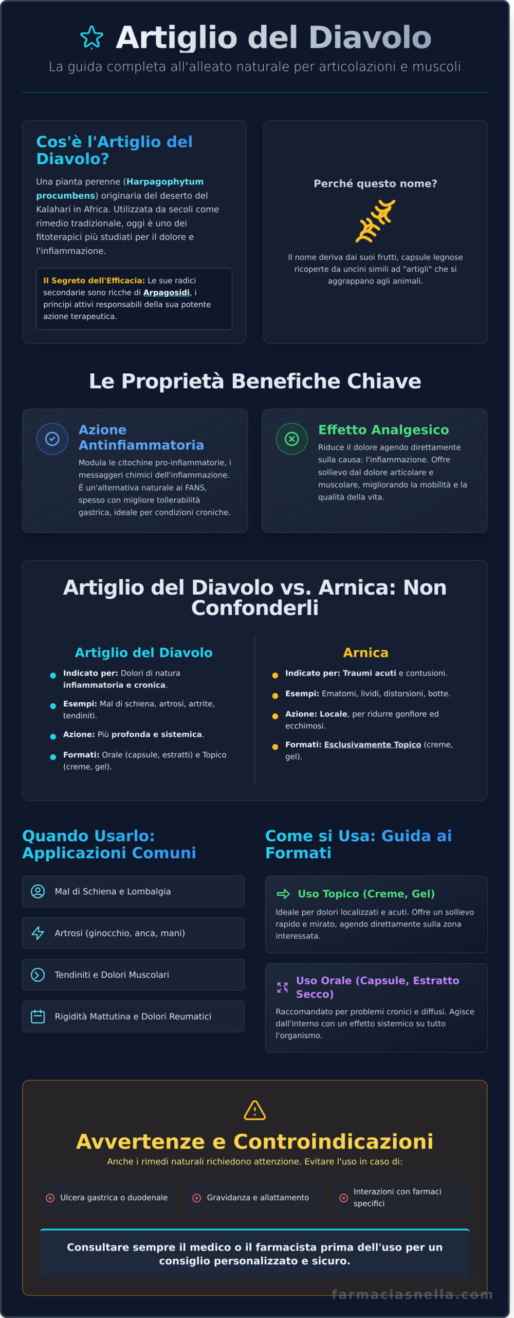 Artiglio del Diavolo: Proprietà Antinfiammatorie, Benefici e Guida all’Uso - Infographic