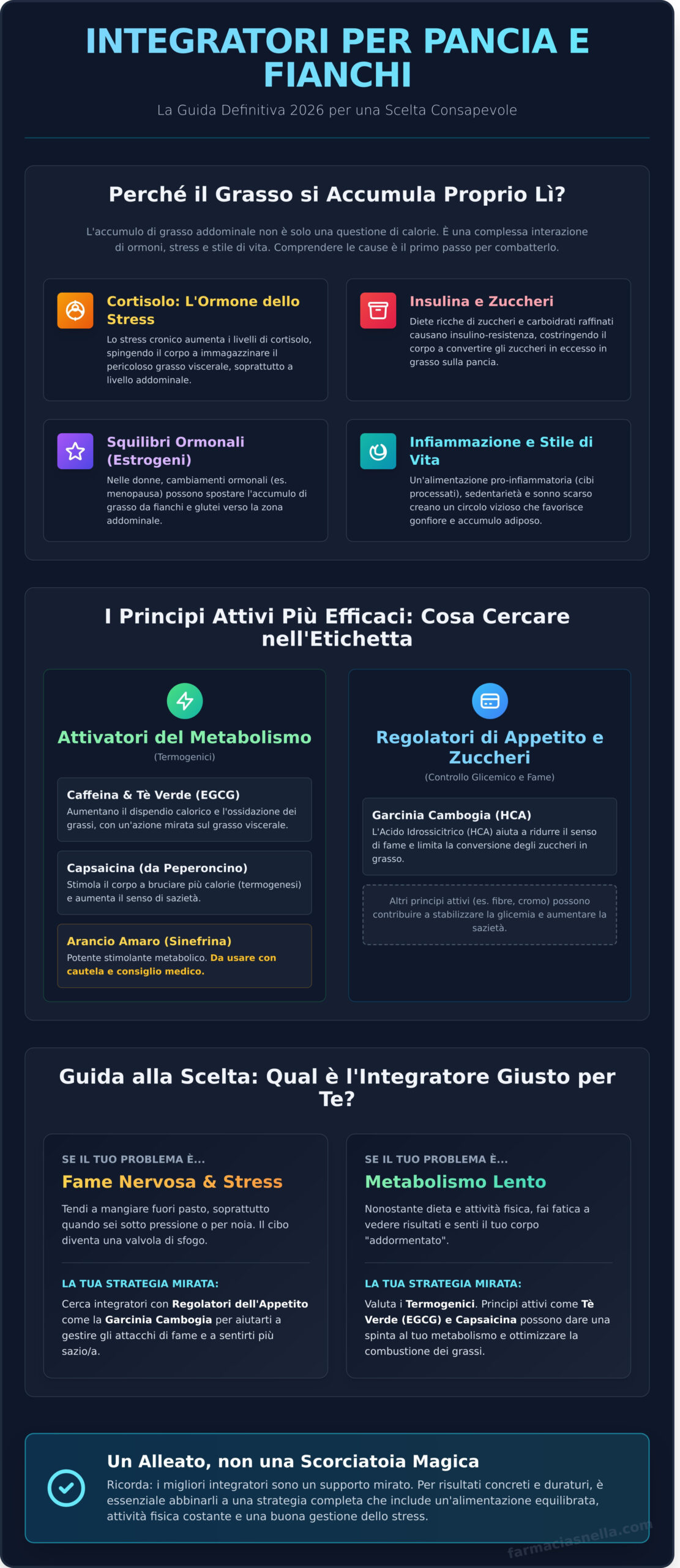 Integratori per Dimagrire Pancia e Fianchi: La Guida Definitiva 2026 - Infographic
